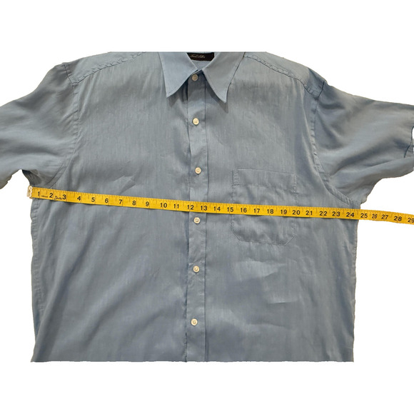 Tasso Elba Shirt Mens Large Linen Short Sleeve Button Up Pocket Summer Casual - Picture 6 of 7